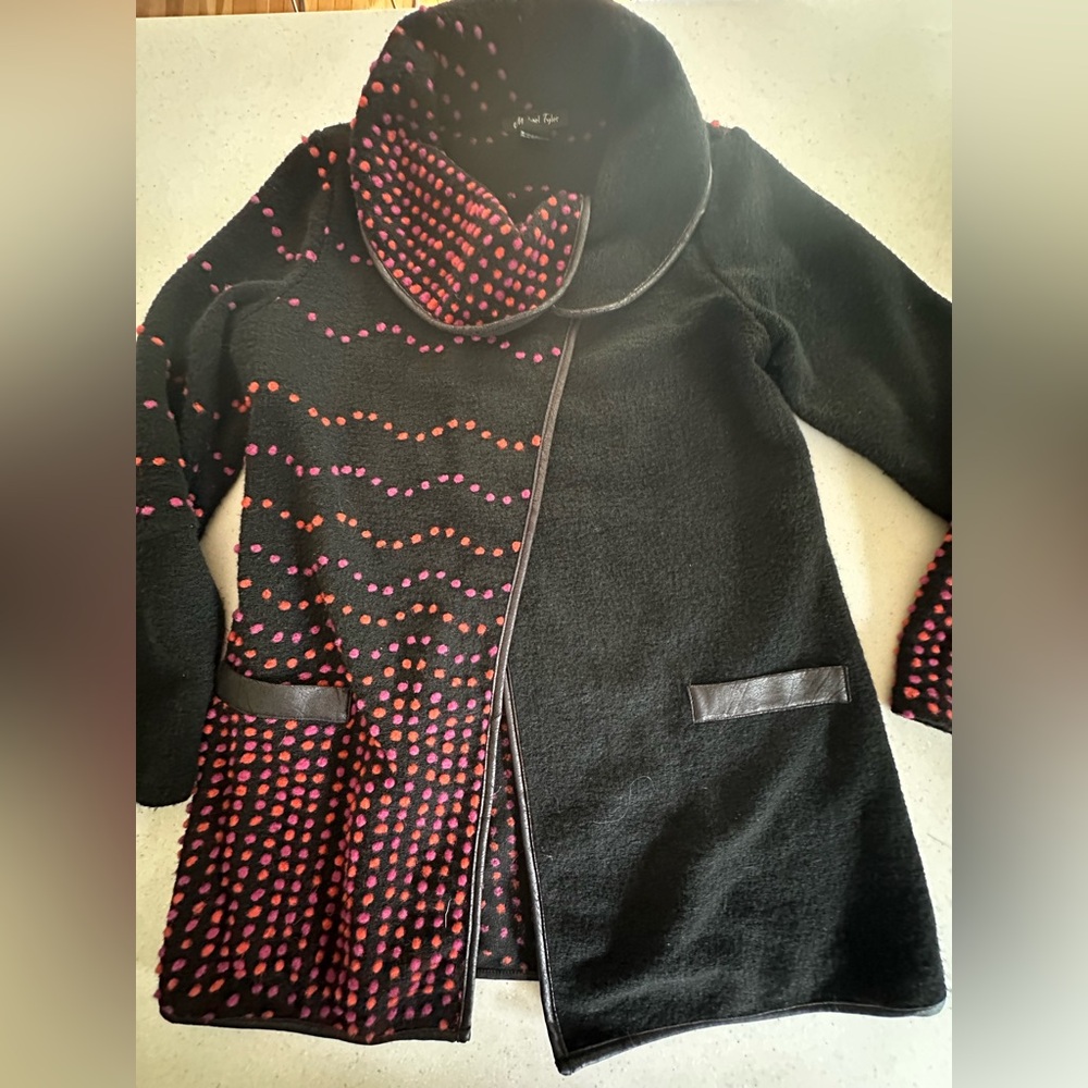 Michael Tyler Pullover Black Coat w. Colorful Dots